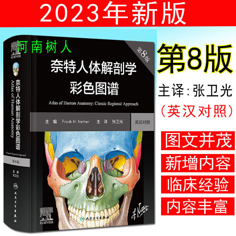 现货奈特人体解剖学彩色图谱 第8版第八版