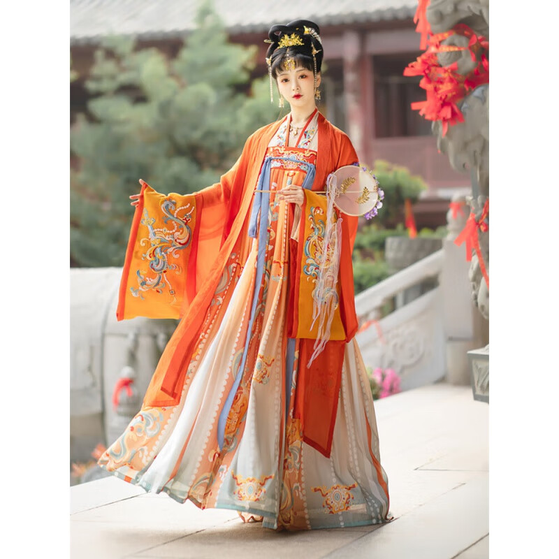 亲在唐朝服装女套装山海平汉服一片式齐胸襦裙大袖衫仙裙日常汉 山海