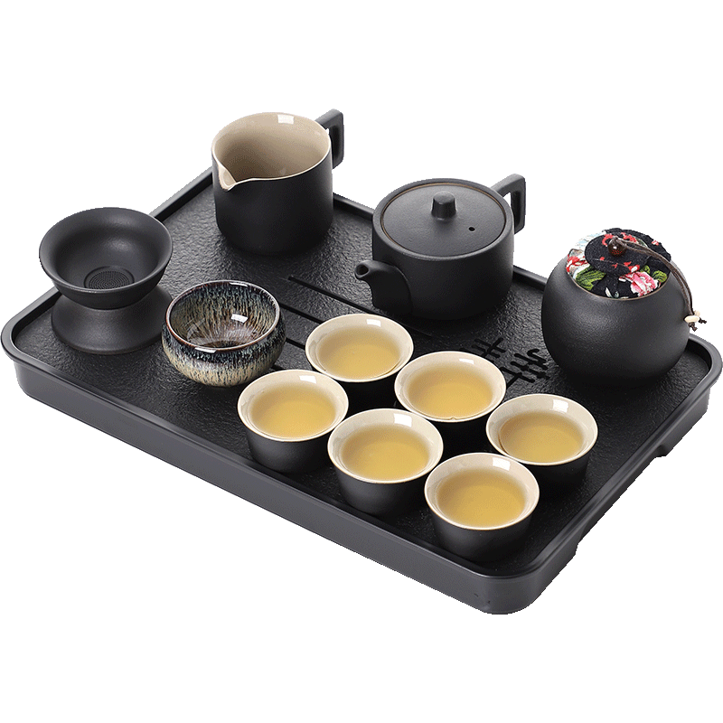 豪峰 黑陶功夫茶具套裝家用陶瓷整套泡茶器茶壺茶杯干泡小茶盤