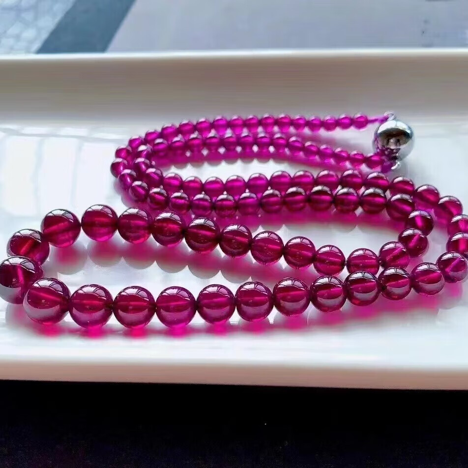 寻然原矿巴西石榴石紫牙乌塔链原石无优化全净体色泽浓郁美容养颜补血