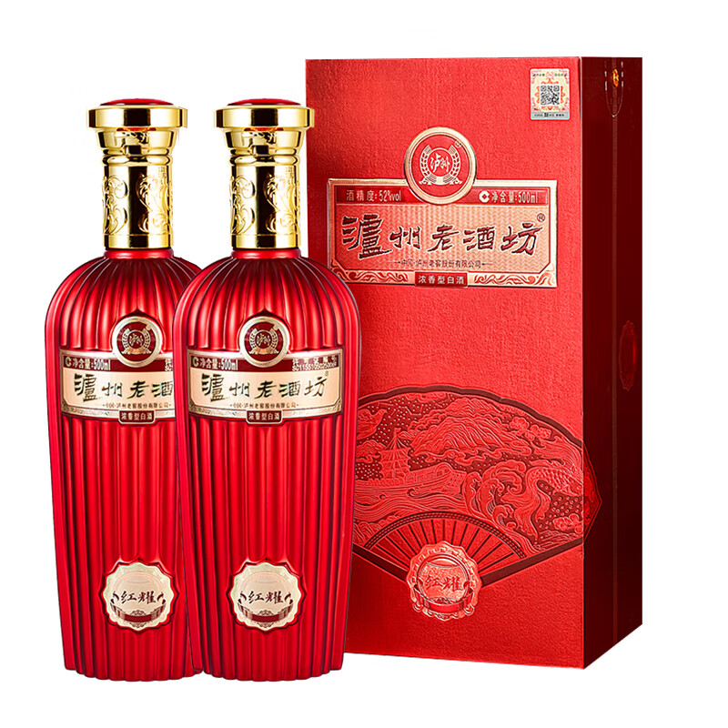 泸州老窖泸州老酒坊 红耀 浓香型白酒 52度 500mL 2瓶 双瓶装