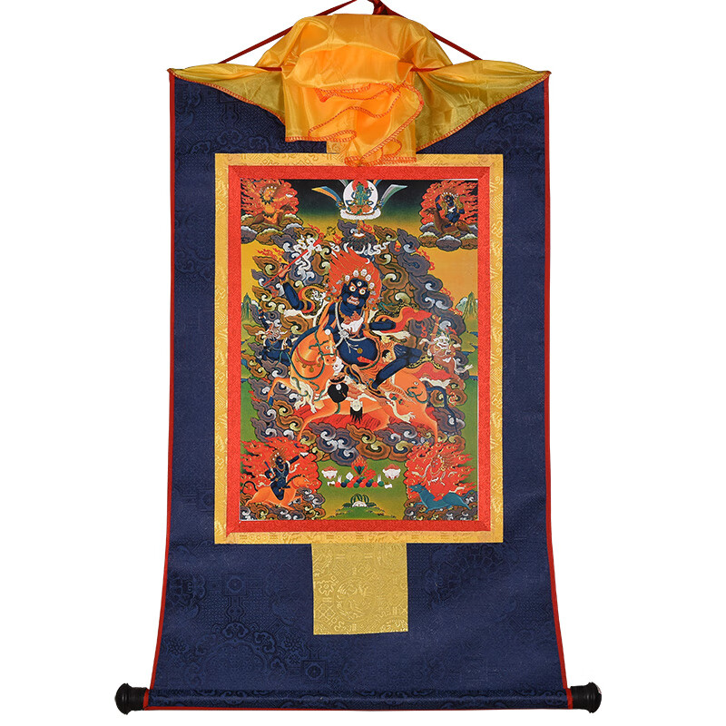 西藏唐卡挂画藏传密宗镀金烫金吉祥天母佛像唐卡玄关佛堂装饰壁画