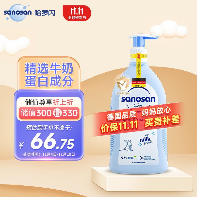 哈罗闪（sanosan）婴儿洗发沐浴露二合一500ml【0-3岁】宝宝洗发水沐浴液低泡易冲洗使用感如何?
