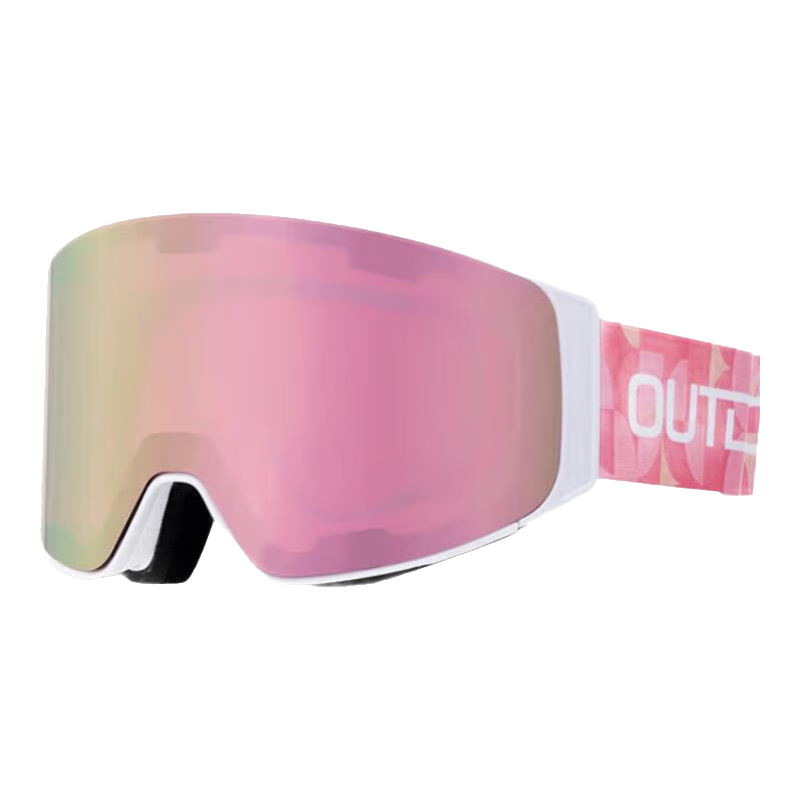 高特磁吸滑雪眼鏡防霧防雪盲男女可帶卡近視鏡滑雪可戴護目鏡 CT66503-C049櫻花粉片+增光鏡片