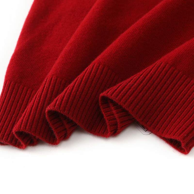 恒源祥纯羊毛衫半高领针织衫上衣女秋冬新款纯色套头保暖内搭打底衫毛衣 枣红 M /165/88A