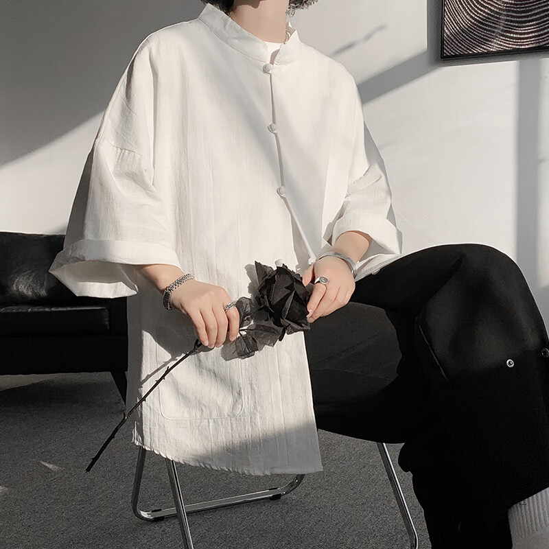 凝艋民国服装男中山装唐装马褂夏季民国风汉服长衫外套新中式装亚麻