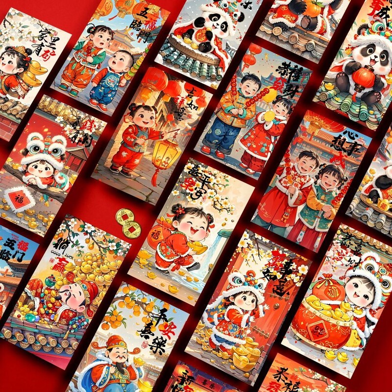 中式年画红包2025创意新款国潮福娃卡通钱包春节个性利是新年过年 6款