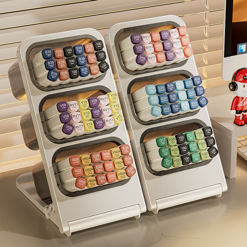 KAMAN斜插式笔筒文具收纳盒大容量办公室桌面置物架学生马克笔笔架笔盒 升级加厚【斜插笔筒】1个