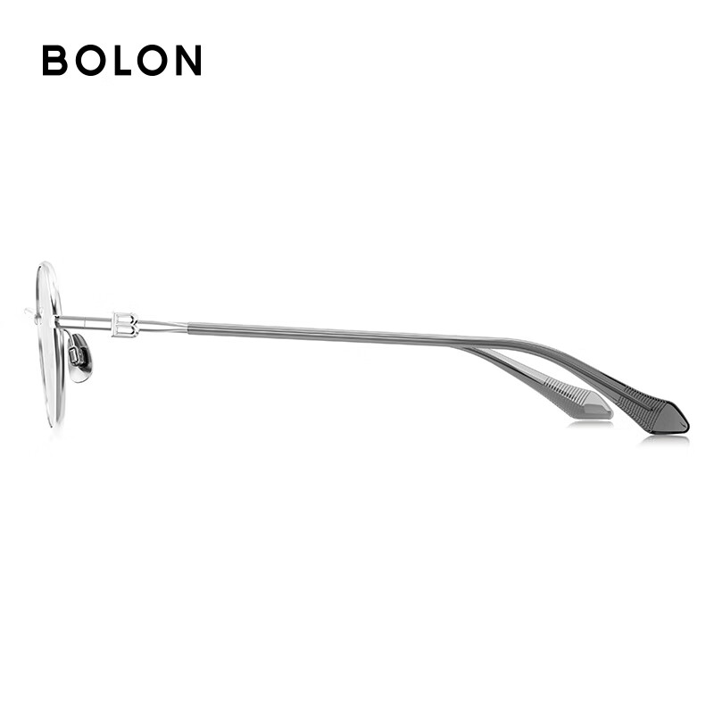 暴龙（BOLON）近视眼镜框 厂家直发 书呆子风复古文艺镜架 暴龙眼镜 BA7052 B90-银色镜框 此项仅单框-镜框支持试戴