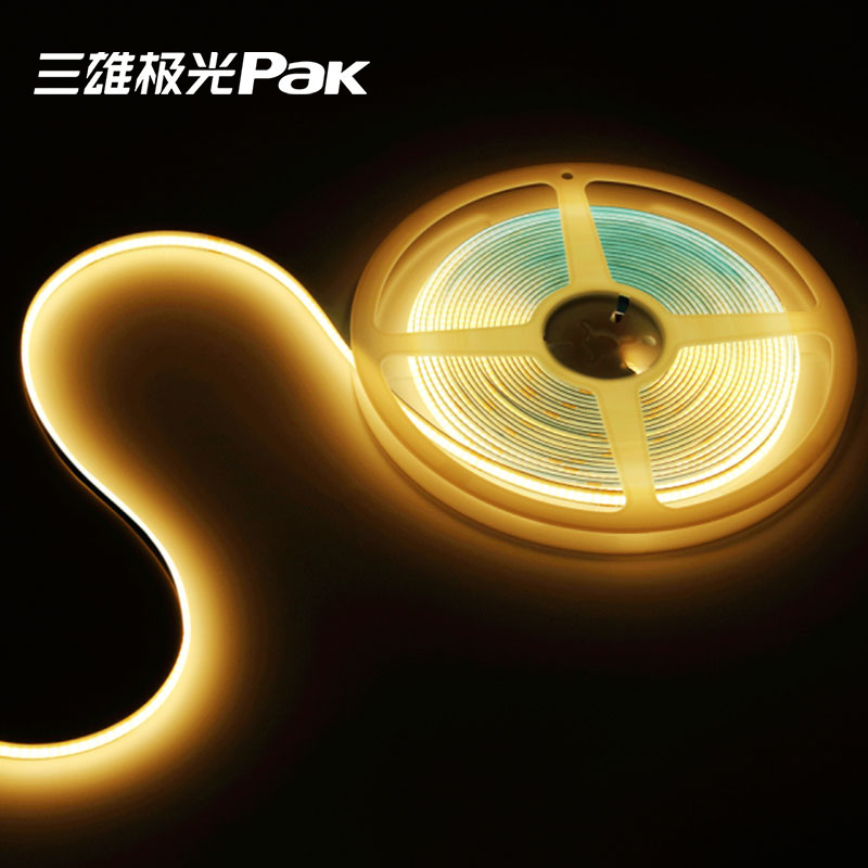 三雄极光led灯带24v银河低压cob软灯条家用自粘裸板展柜线形灯槽 8W COB【10米】320灯 24V 宽5mm 3000K暖黄