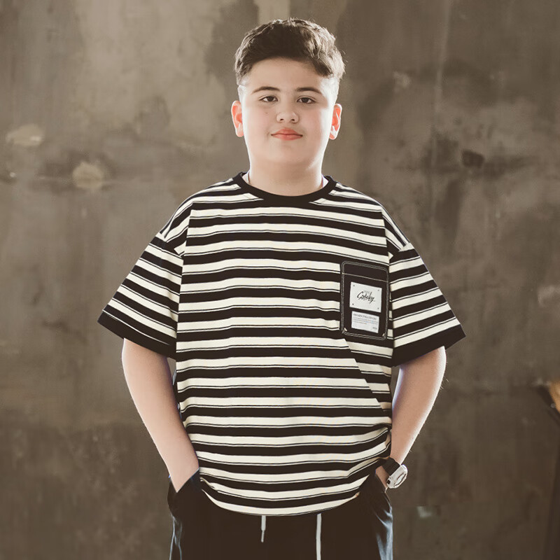 金宠胖大童胖男孩衣服14-16岁短袖胖童男童t恤夏装宽松中大童加肥加大