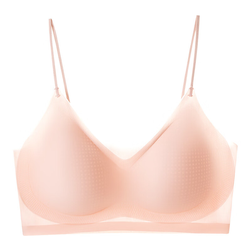 夏季新款冰丝无痕10D超薄固定杯软支撑内衣小胸聚拢裸感舒适文胸 柔美粉 M【90-110斤】