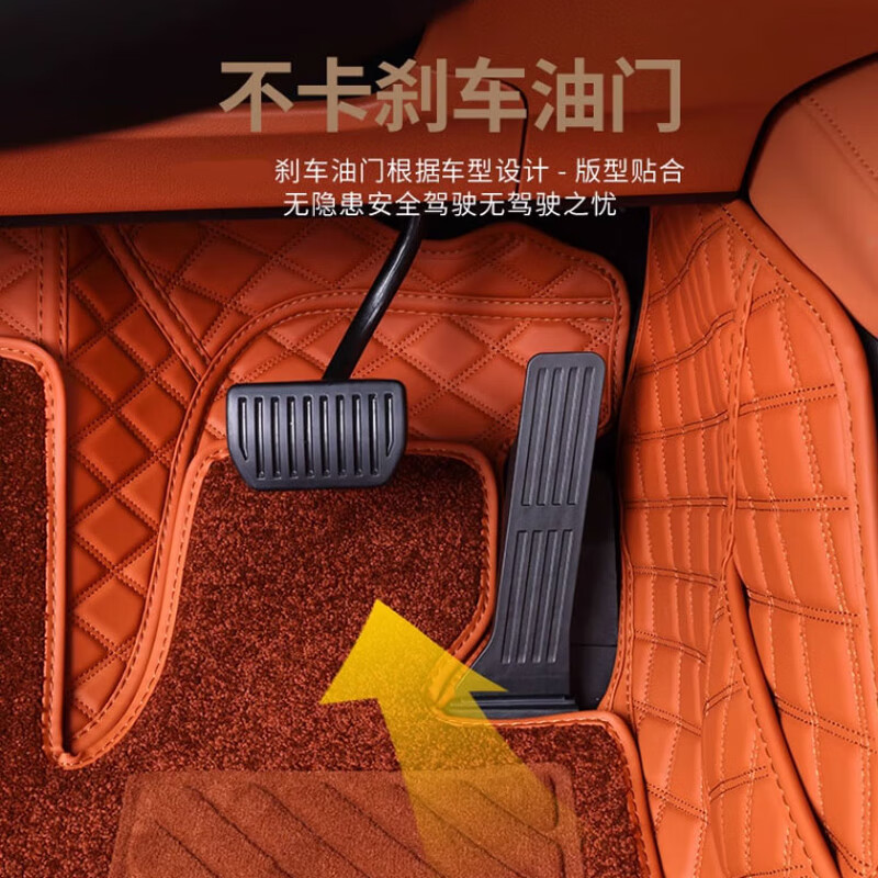 聚堂部落深蓝S07脚垫全包围包门槛原车色深蓝S7专用长安汽车用品改装内饰 双层脚垫-热浪橙+棕色仿羊绒毯