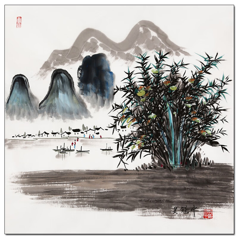 品牌吴冠中《山水》名人手绘真迹字画书画艺术品拍卖国画水墨油画版画