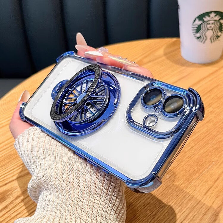 睿思派适用苹果17手机壳iphone16pro四角气囊防摔透明16promax新款13镜头全包14软12简约11保护套xs男女 【苍岭绿】气囊防摔+陀螺磁吸支架 iPhone 12