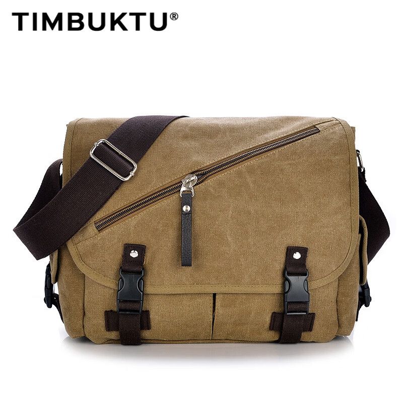timbuktu休闲帆布斜挎包男背包旅行大容量大学生邮差包高中单肩电脑包