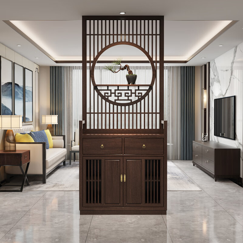 花乐集2023新款高档品质正对入户门屏风进户门正对玄关柜鞋柜一体大