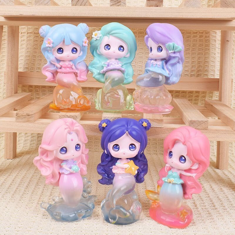 石膏娃娃白模diy迷你彩绘涂鸦亲子染色绘画活动礼物玩具 6款美人鱼3d