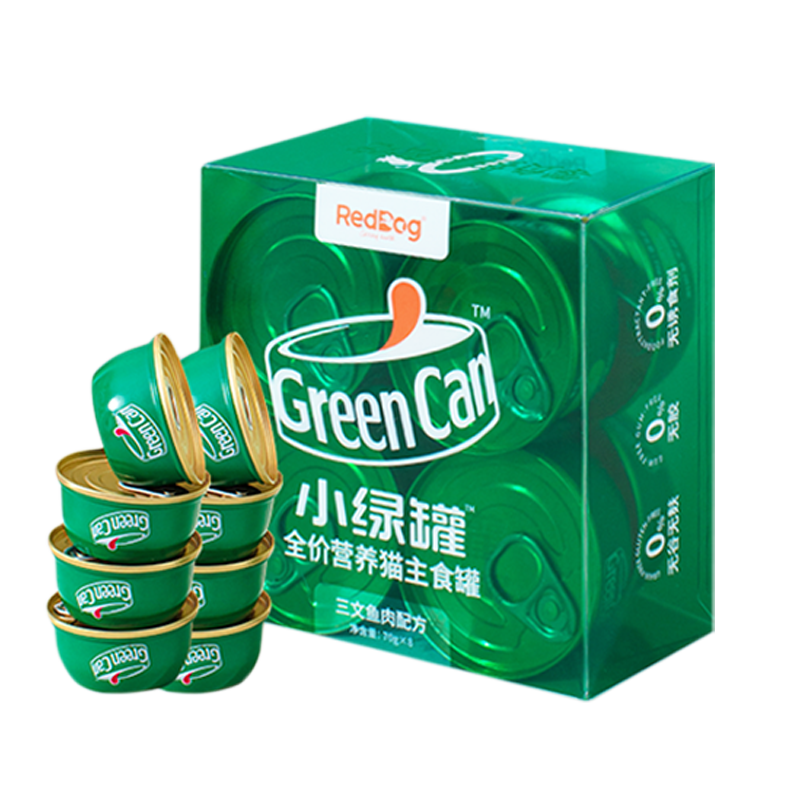 红狗RedDog猫罐头猫咪主食罐头红狗小绿罐鸡肉三文鱼营养幼猫罐头增肥 混合装8罐x70g