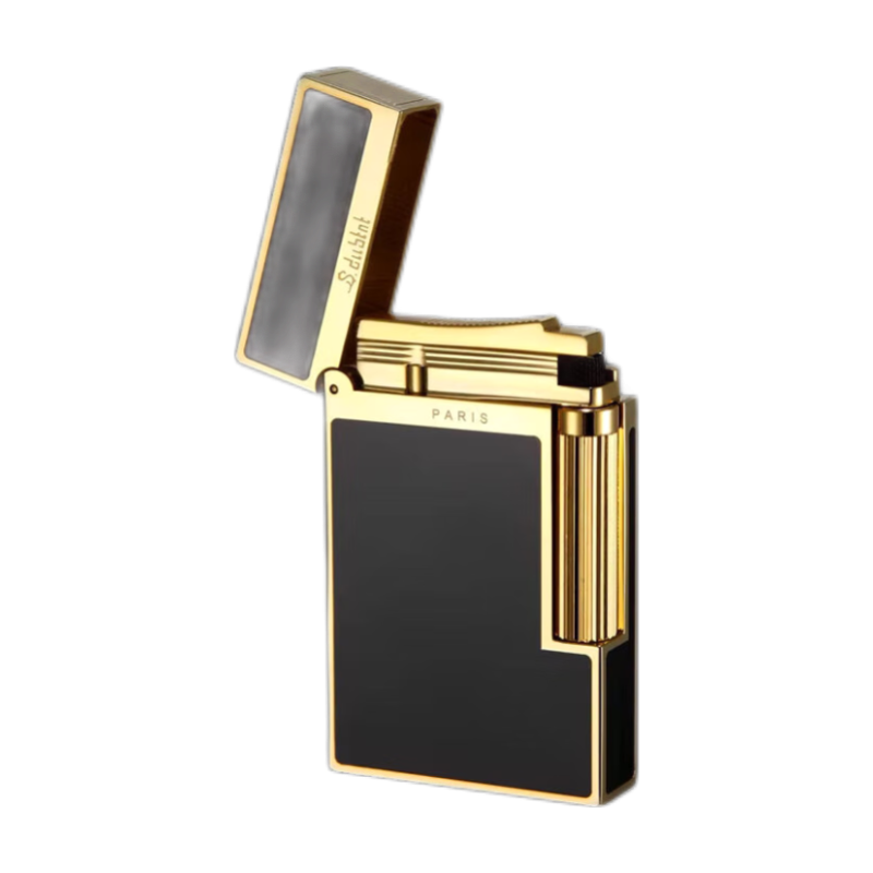 S.dubtnt法國都柏特經(jīng)典系列金色/黑色中國漆充氣打火機可刻字鋼音火機