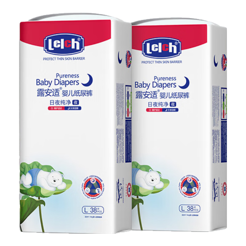 ¶���ʣ�Lelch����ҹ����pure��װֽ���L��76Ƭ��9-14kg��ҹ��Ӥ����ʪֽ���