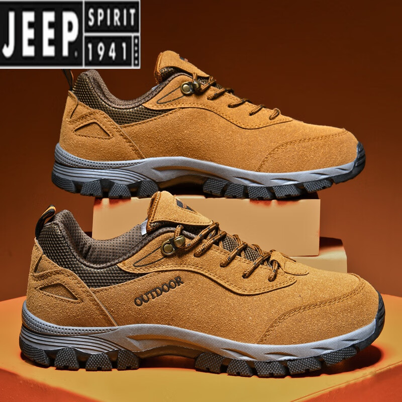 吉普(jeep)男鞋特大码2024秋季新款户外运动休闲鞋49真牛皮宽脚劳保鞋