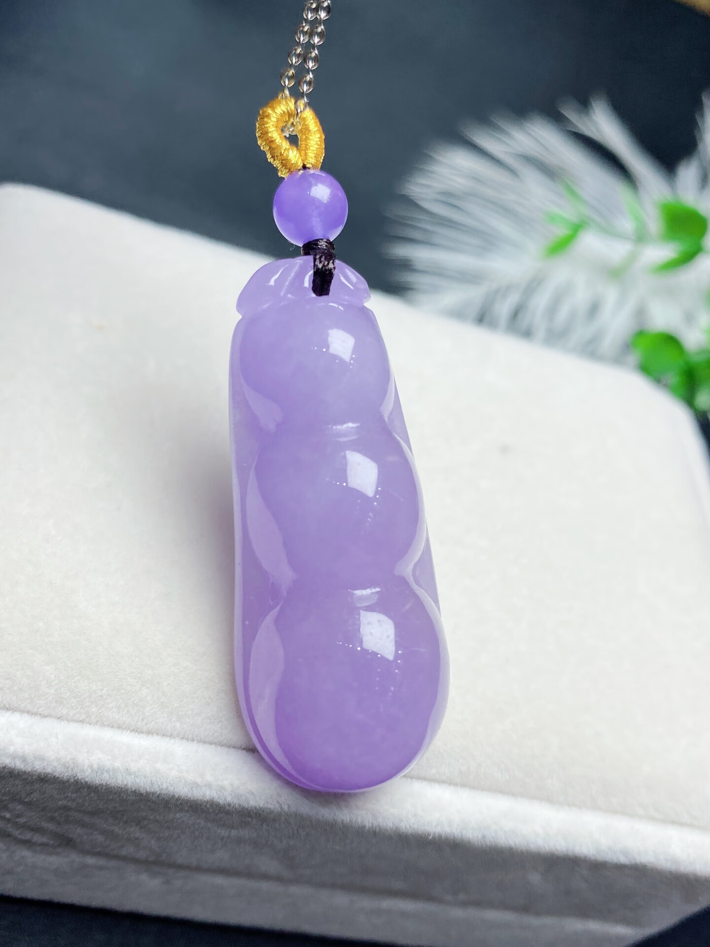 snqp紫罗兰玉坠缅甸翡翠四季豆吊坠老坑糯冰种福禄玉豆子挂件 玉豆子