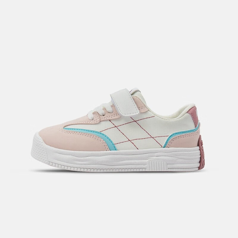 KAPPA KIDS卡帕童鞋小白鞋儿童鞋男童运动鞋子潮流春季新款休闲鞋女童板鞋 072-米白/粉 28码适合脚长180mm