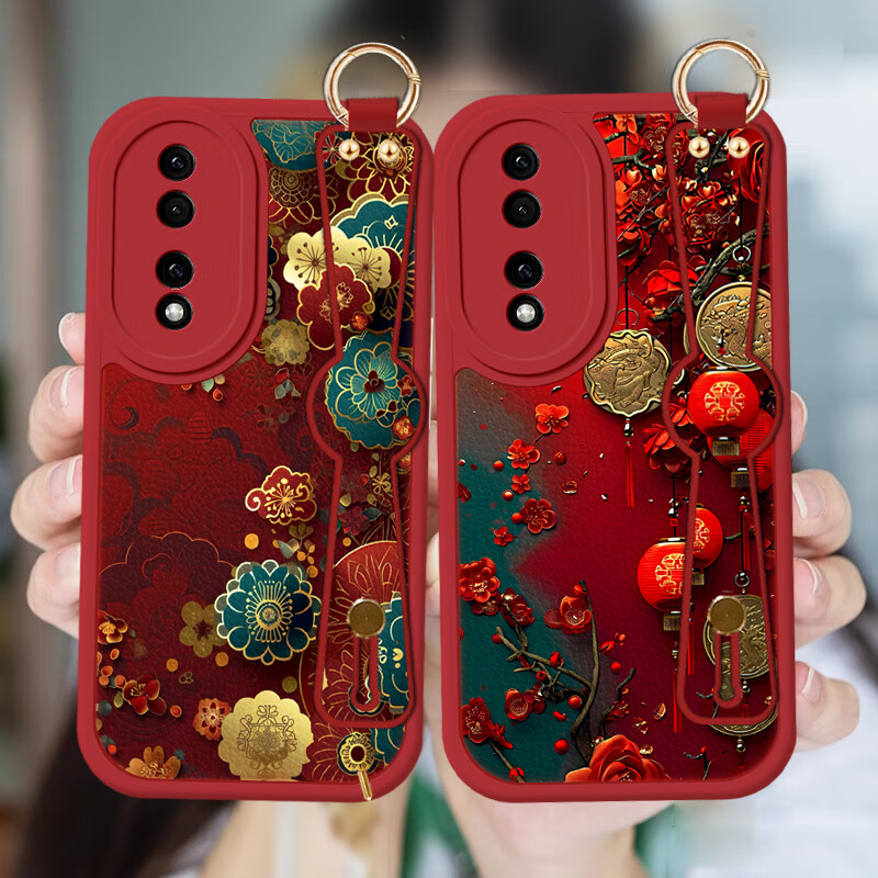 作画君 适用华为荣耀90 GT手机壳龙年新款腕带支架荣耀90Pro国潮限定全包精孔防摔配长斜跨挂绳保护套 荣耀90GT【国风印花】配长挂绳
