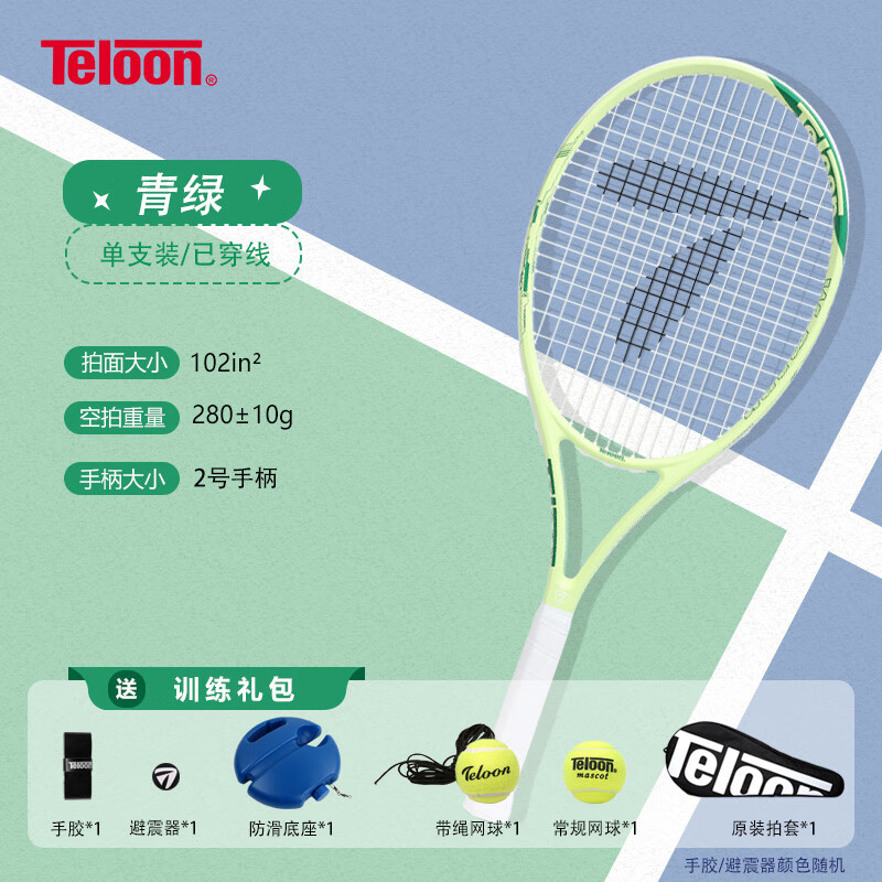 天龙（Teloon）网球拍带线回弹网球初学者训练器大学生男女单人自打套装 MARK VI（2号柄）含初学套装