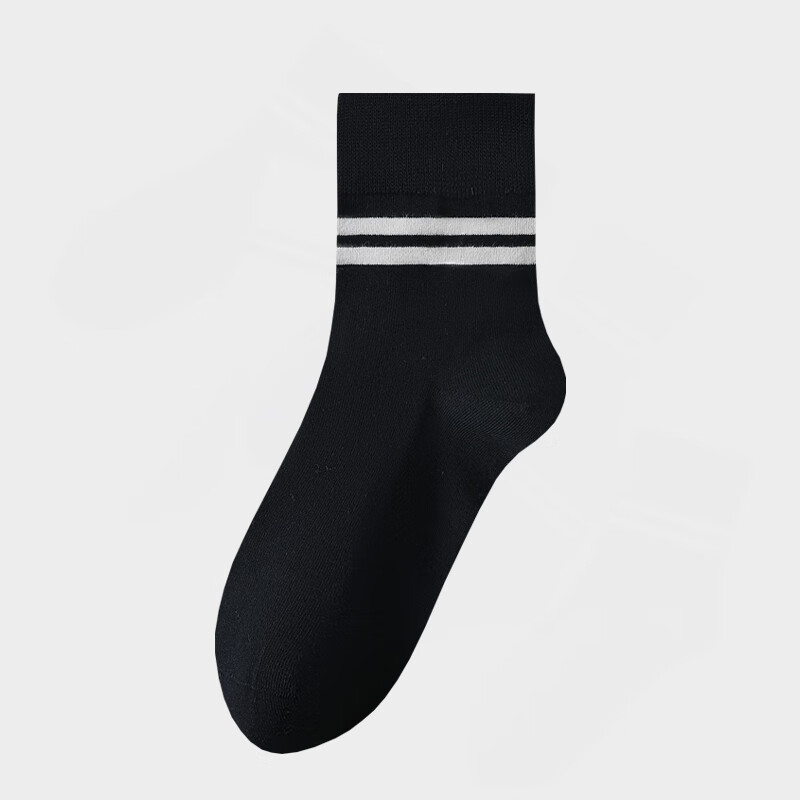 CK纯棉透气长袜子男士吸汗 弹力防臭运动休闲中筒秋冬四季款长袜子 W4CK 3黑+3白 6双 均码 （40.5-44.5）