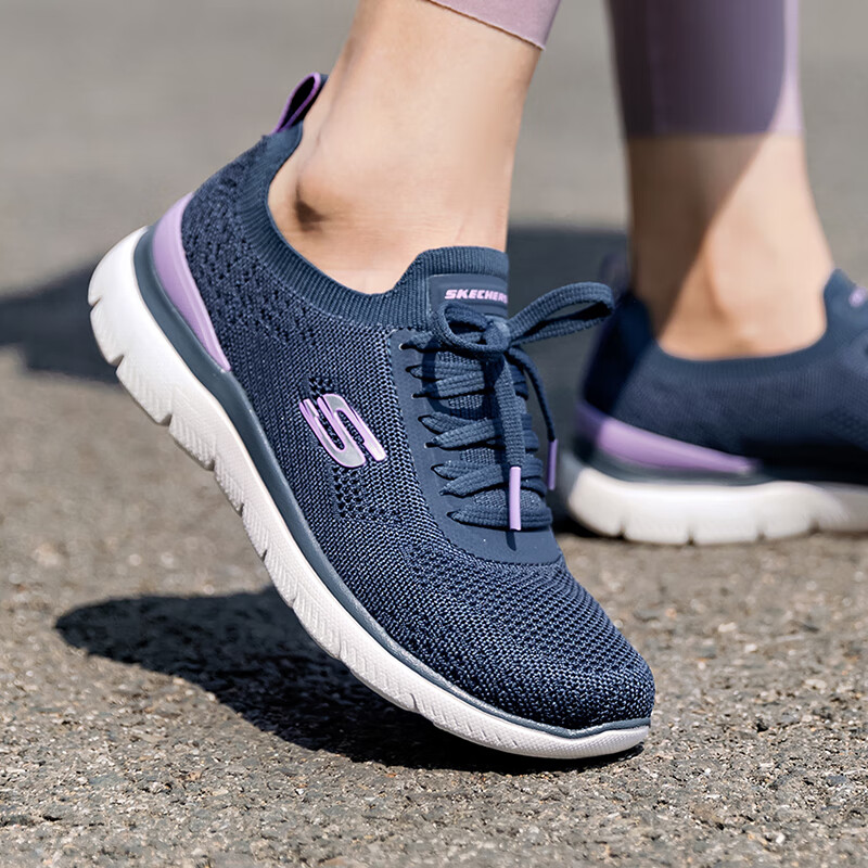 斯凯奇（Skechers）女鞋夏季2025新款一脚蹬穿脱软底网面运动鞋轻便休闲妈妈鞋老人鞋 150122-NVLV /海