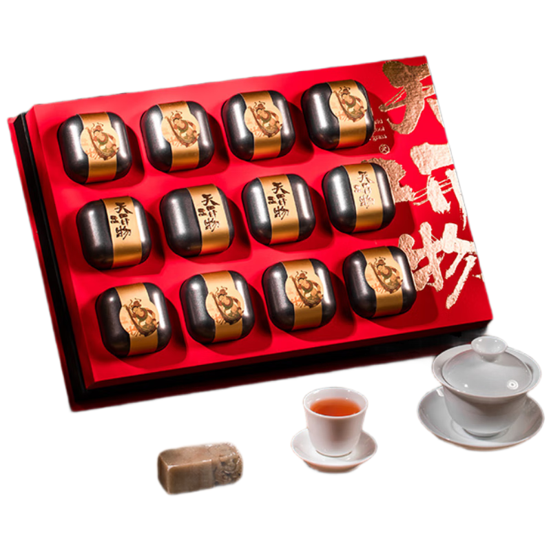 水里茶香天工開物紅色茶葉禮盒送禮正山小種12罐300g