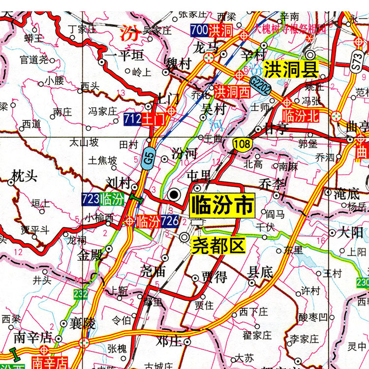 墙贴超大巨幅交通行政区划图装饰画海报 临汾市行政区划图(含交通) 60