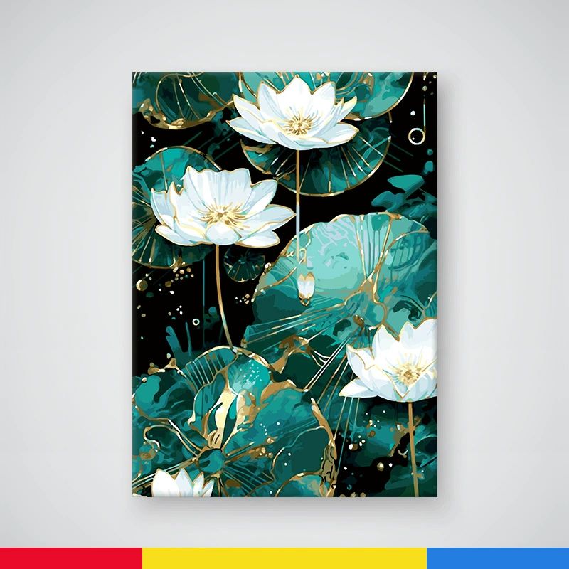 dyqt自油自画数字油画diy成人手工填色涂色手绘填充油彩画步步生莲