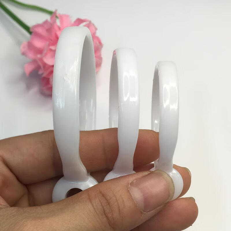 领超窗帘开口圈环罗马杆黑白环圆圈环加厚吊环活口环塑料大 小号黑色【50个】