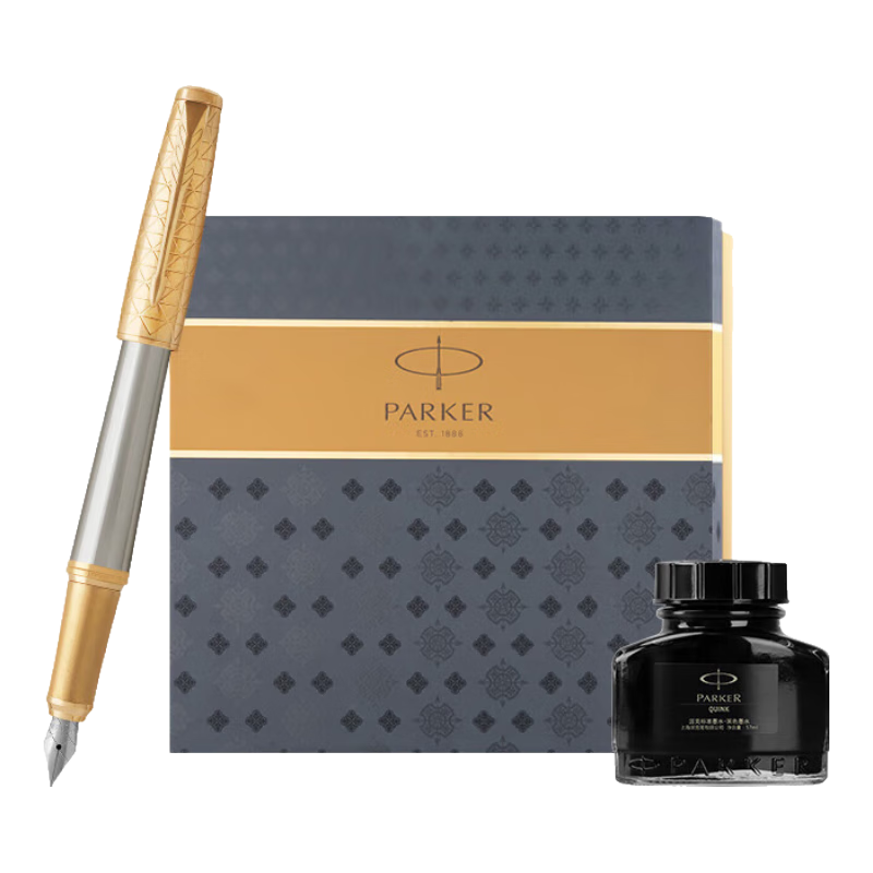 派克（PARKER）鋼筆禮盒 簽字筆 商務(wù)送禮 男女生日禮品 練字 都市簡(jiǎn)影金夾墨水筆+墨水禮盒