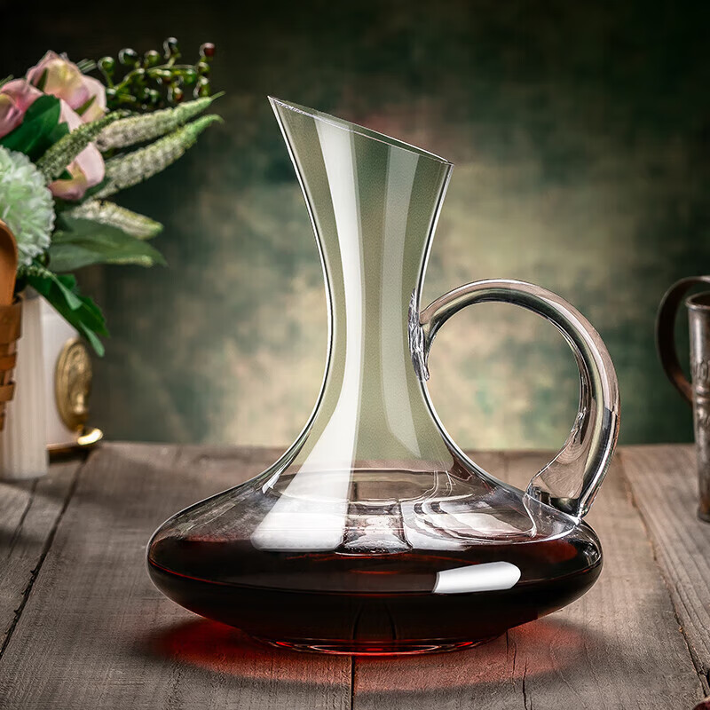 格娜斯（CRISTALGLASS）水晶玻璃带把醒酒器红酒分酒器家用加厚红酒壶欧式酒具1.5L