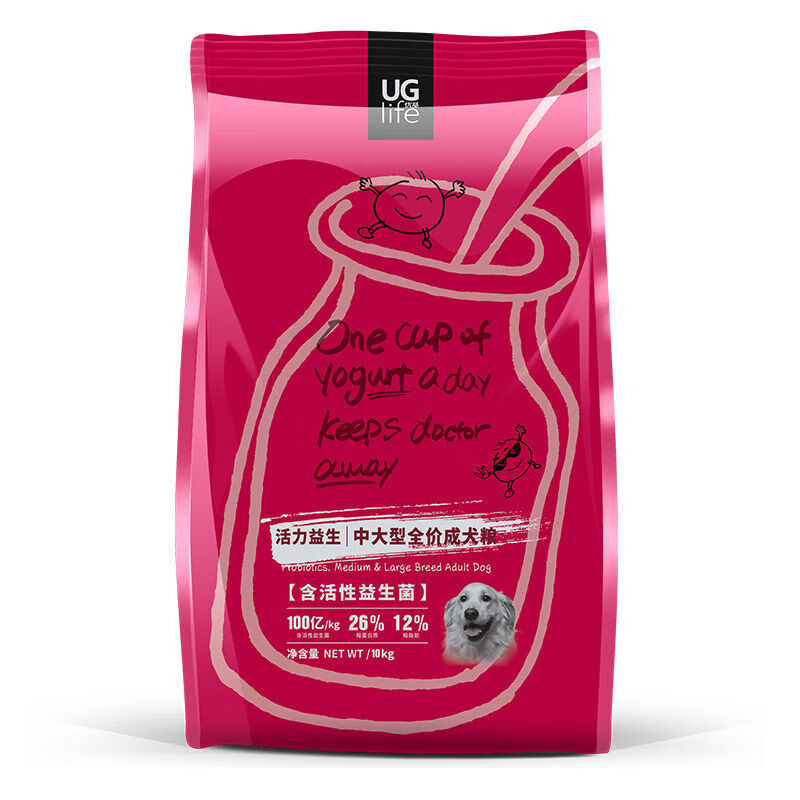 優(yōu)基狗糧益生菌凍干糧中大型犬成犬糧10kg金毛哈士奇薩摩通用犬糧 益生菌 大中型成犬糧 10kg/袋