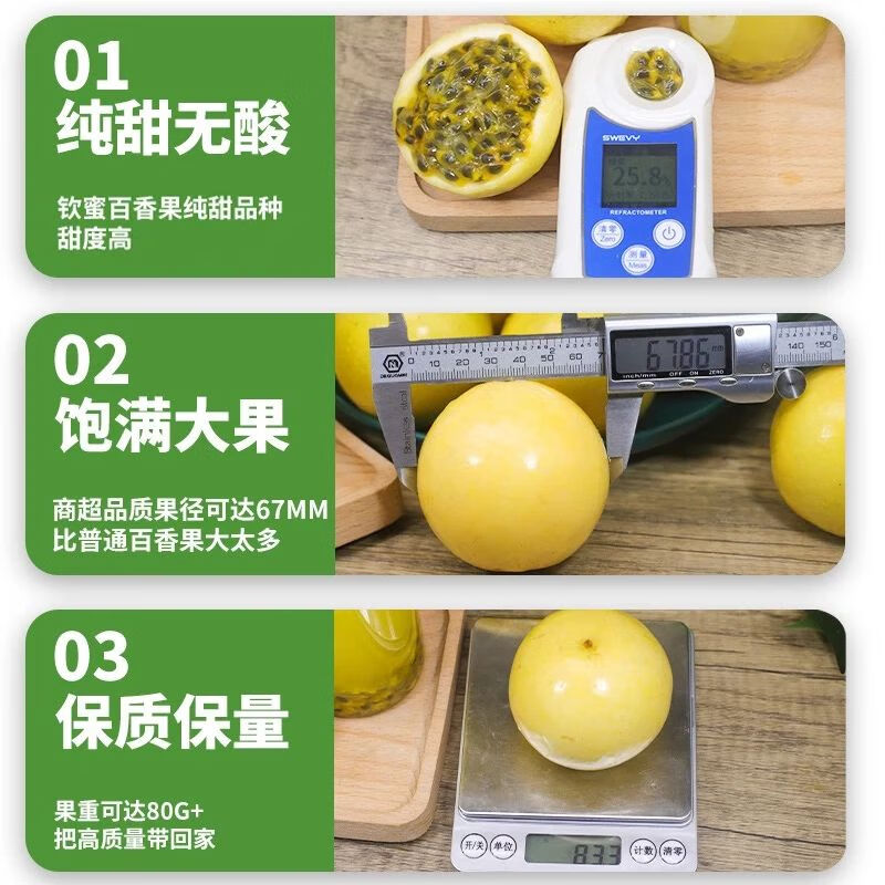 捌零鲜生物语黄金百香果 广西正宗钦蜜9号 现摘当季新鲜水果礼盒生鲜源头直发 净4.5斤精品果(单果40-60g)