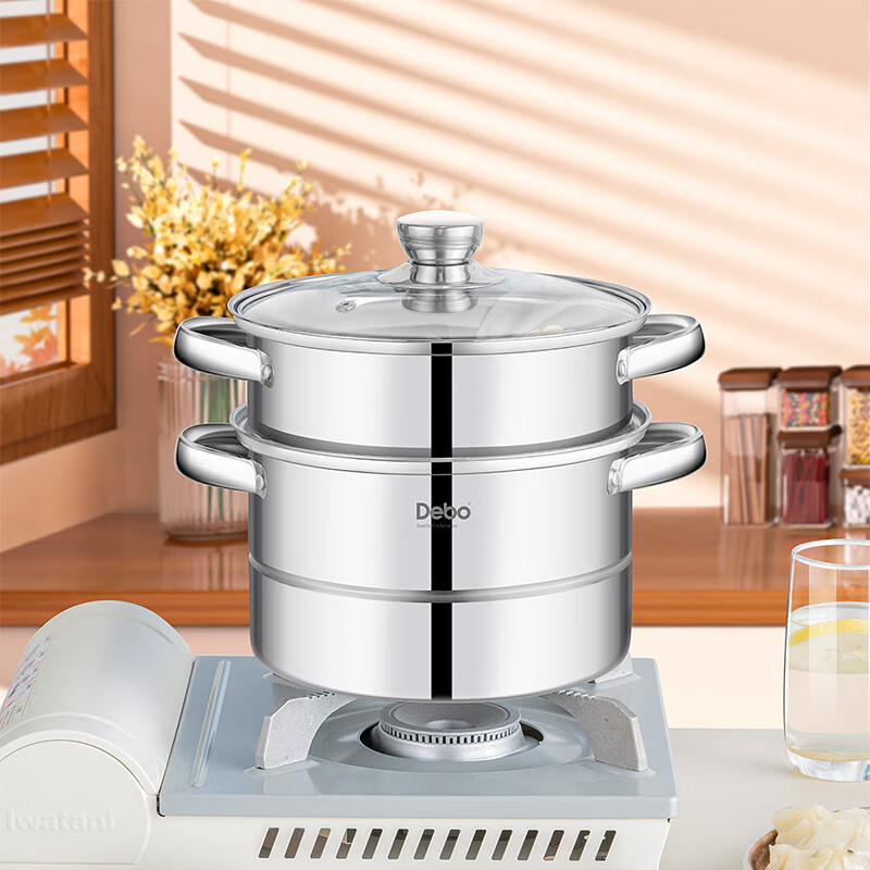 Debo德鉑蒸鍋雙層不銹鋼蒸湯鍋加厚鍋體大容量不挑灶具20cm 20cm