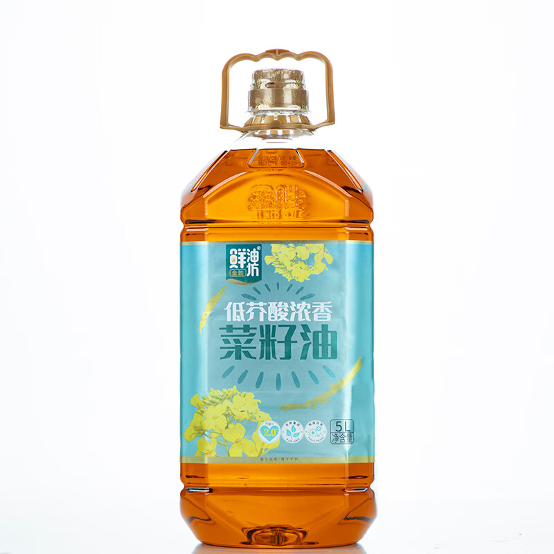 金胜鲜油坊低芥酸浓香菜籽油5L 非转基因 物理压榨