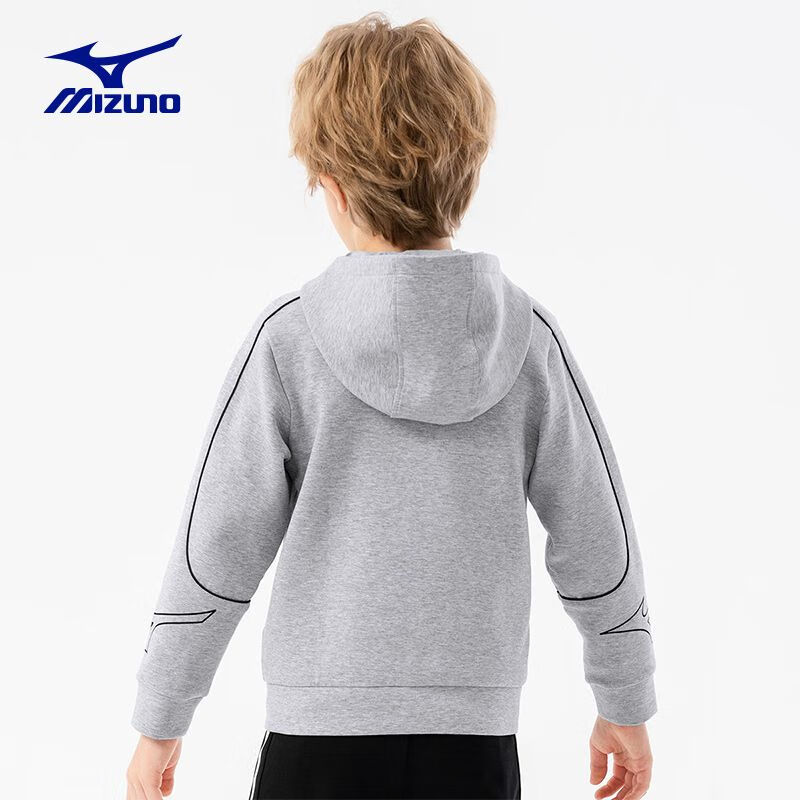 美津浓(MIZUNO) 儿童外套卫衣开衫连帽春秋休闲亲肤透气运动服卫衣男童外套 花灰色JK24330297 140 CM(65-75斤)