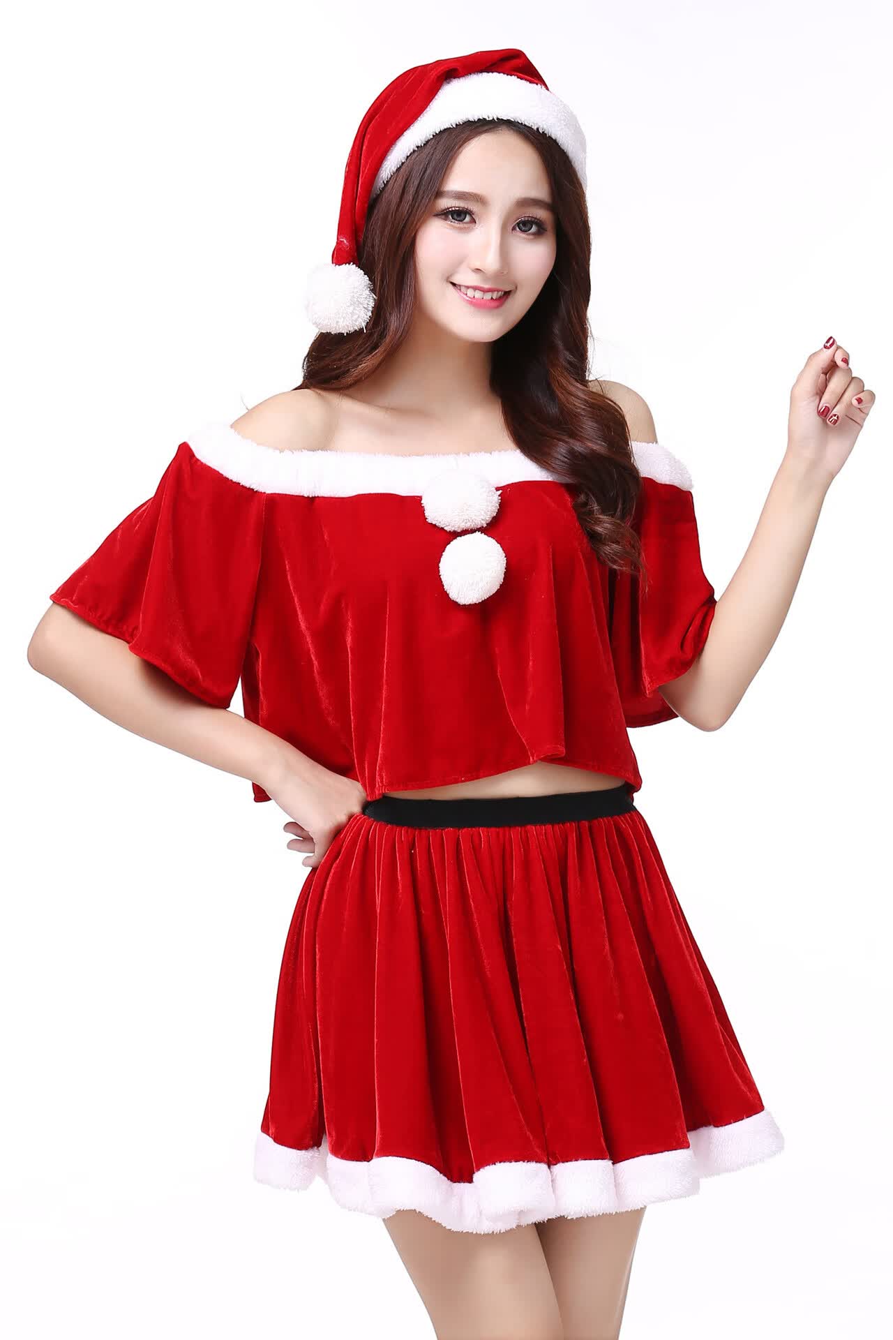 性感红趣圣诞服 万圣服圣诞角色扮演服装圣诞party服装