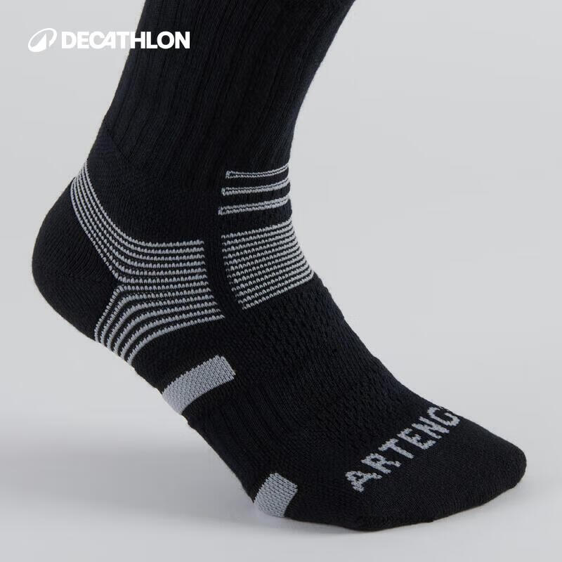 迪卡侬 运动袜子秋冬保暖毛圈加厚3双透气含棉短袜长袜-4819821