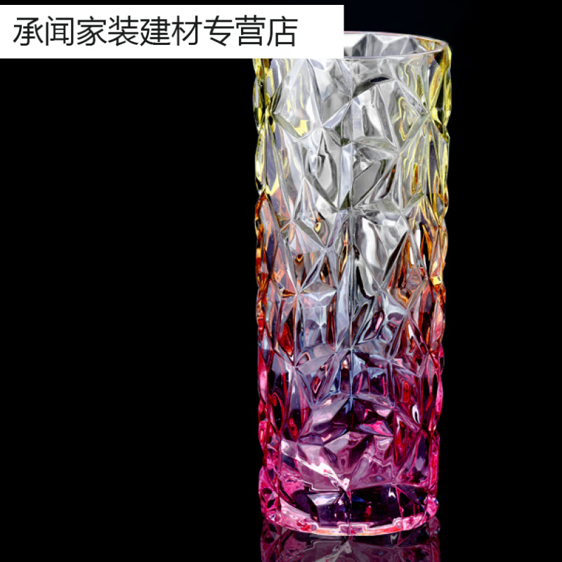 歐式彩色玻璃瓶富貴竹百合玫瑰插花創(chuàng)意客廳大號(hào)多色花瓶玻璃花瓶 10cm 高25口徑冰吻彩色款