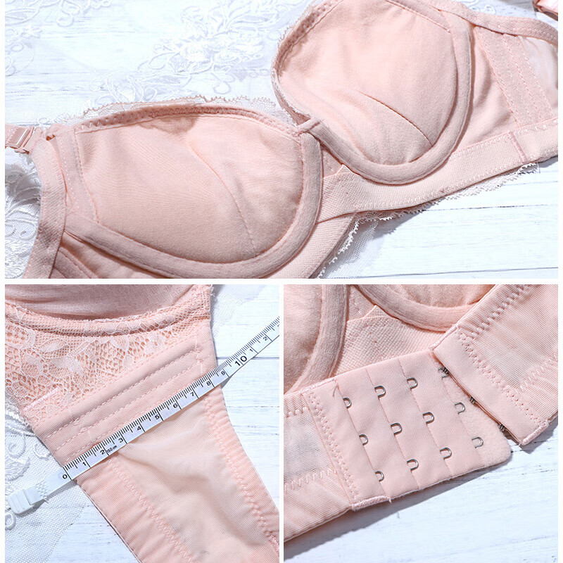 夏娃秘语小胸聚拢文胸品牌蕾丝内衣女上托显胸性感少女侧收副乳奢胸罩 粉色(Y029) 75A /34A上薄下厚杯
