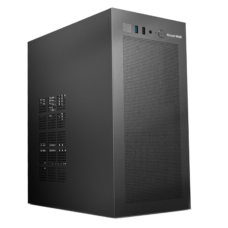 长城（Great Wall）天工1黑色电脑机箱（M-ATX小主板/0.8MM厚钢板/12CM风扇位/U3/双3.5吋硬盘位/ATX电源位）