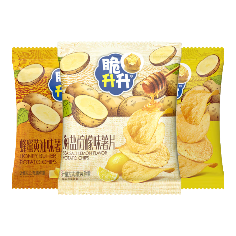 脆升升蜂蜜薯片约16g*12包海盐原薯鲜切小包零食宿舍休闲网红食品 蜂蜜黄油4+海盐柠檬4+法香海盐4