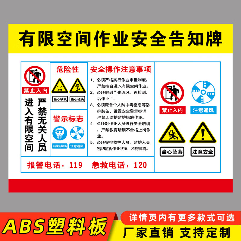 溪沫有限空间警示标识牌有限空间安全告知牌受限空间警示牌密闭空间标
